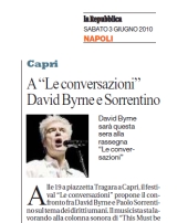 A " Le Conversazioni" David Byrne e Sorrentino